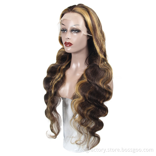 Factory Wholesale 150% 180% density t part lace wig, human hair wigs lace front 4/27, glueless human hair 4/27 wigs